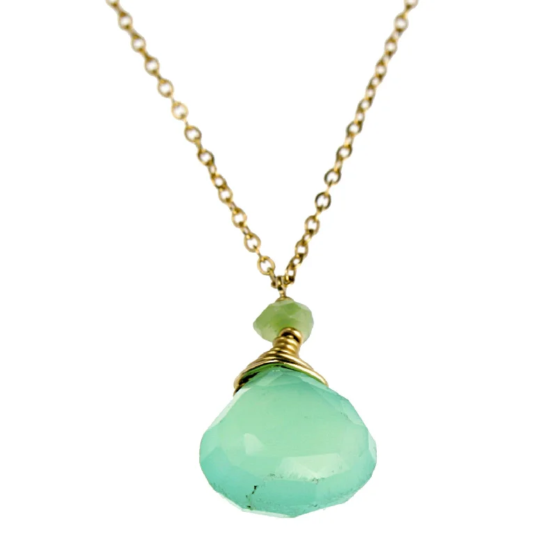 women’s layered gold necklaces -Chrysoprase One Drop Necklace