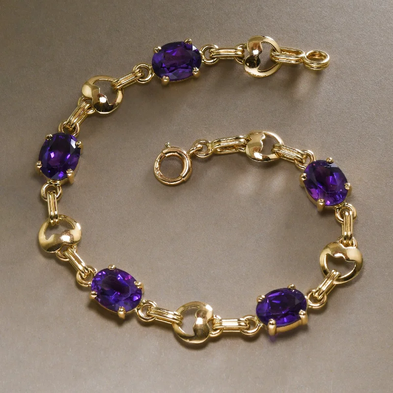 women’s gemstone bangles -Luscious Estate Bracelet With Amethysts