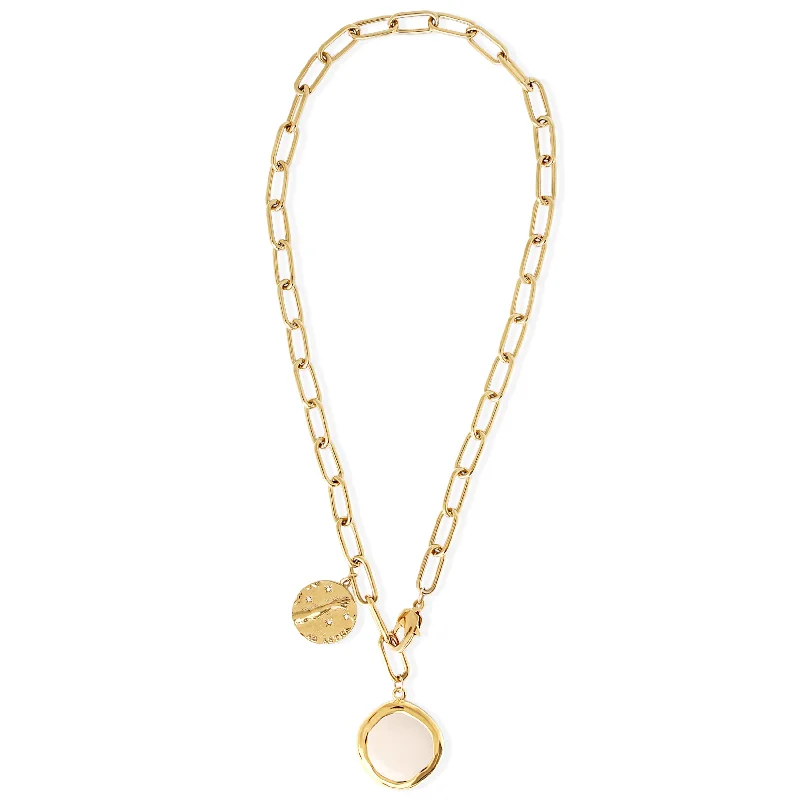 women’s layered gold necklaces -PENELOPE Necklace - Gold and Bone Enamel