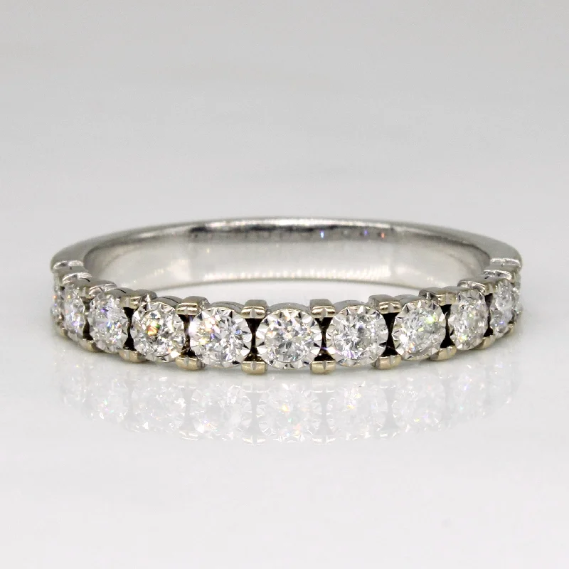 bridal rings for women -Diamond Semi Eternity Band With Illusion Setting | 0.28ctw | SZ 7.5 |