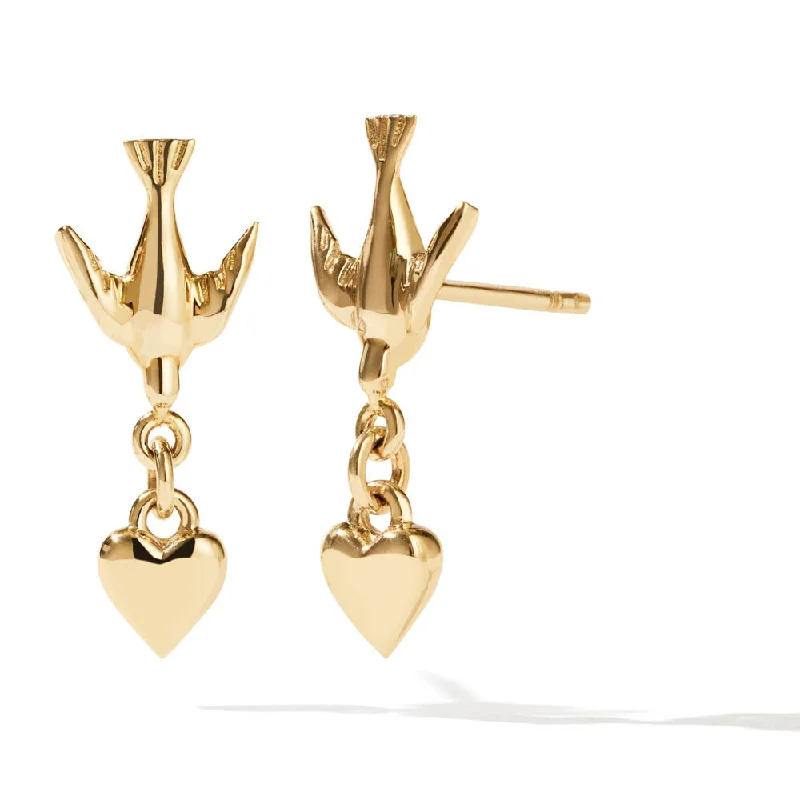 bridal earrings for women -Meadowlark Love Dove Stud Earrings - Gold Plated