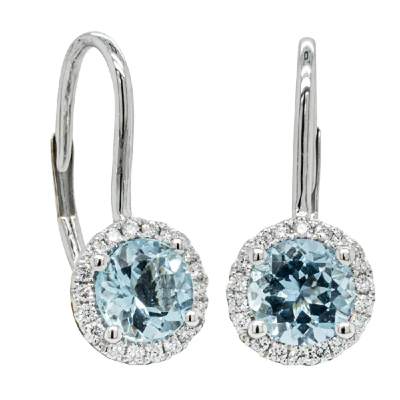 bohemian earrings for women -Deja Vu 18ct White Gold 1.50ct Aquamarine & Diamond Earrings