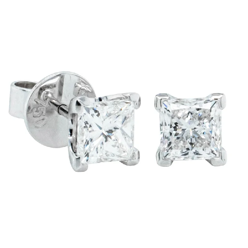 gold chain earrings for women -18ct White Gold 2.00ct Princess Cut Diamond Blossom Earrings