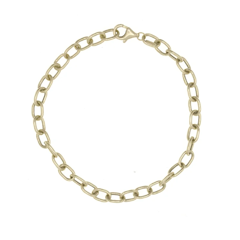 stackable bangles for women -Heavy Hollow Italian 14k Gold Link Bracelet