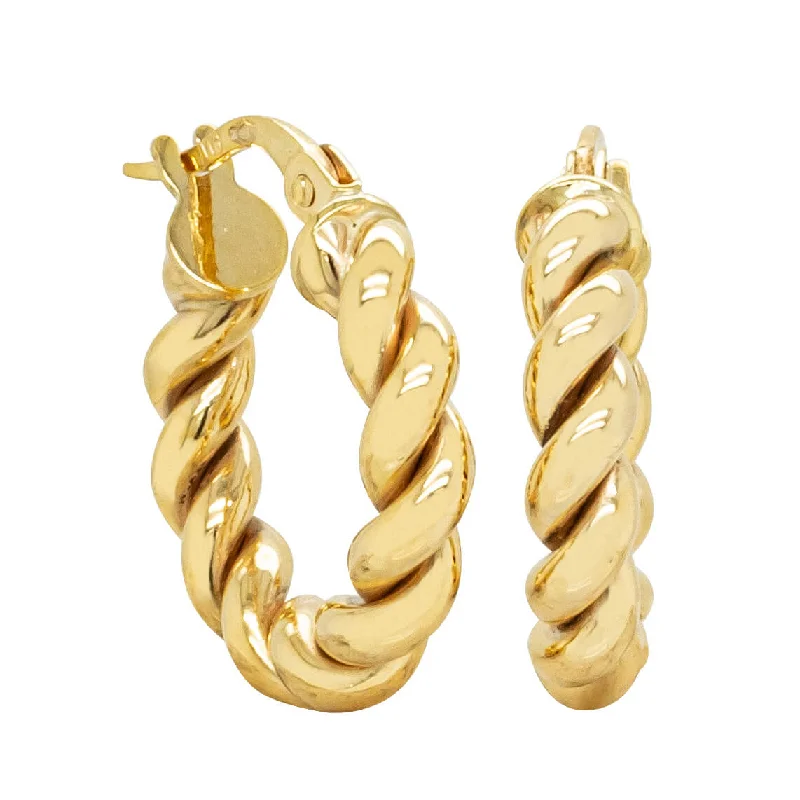 silver dangling earrings for women -9ct Yellow Gold Twisted Hoop Earrings