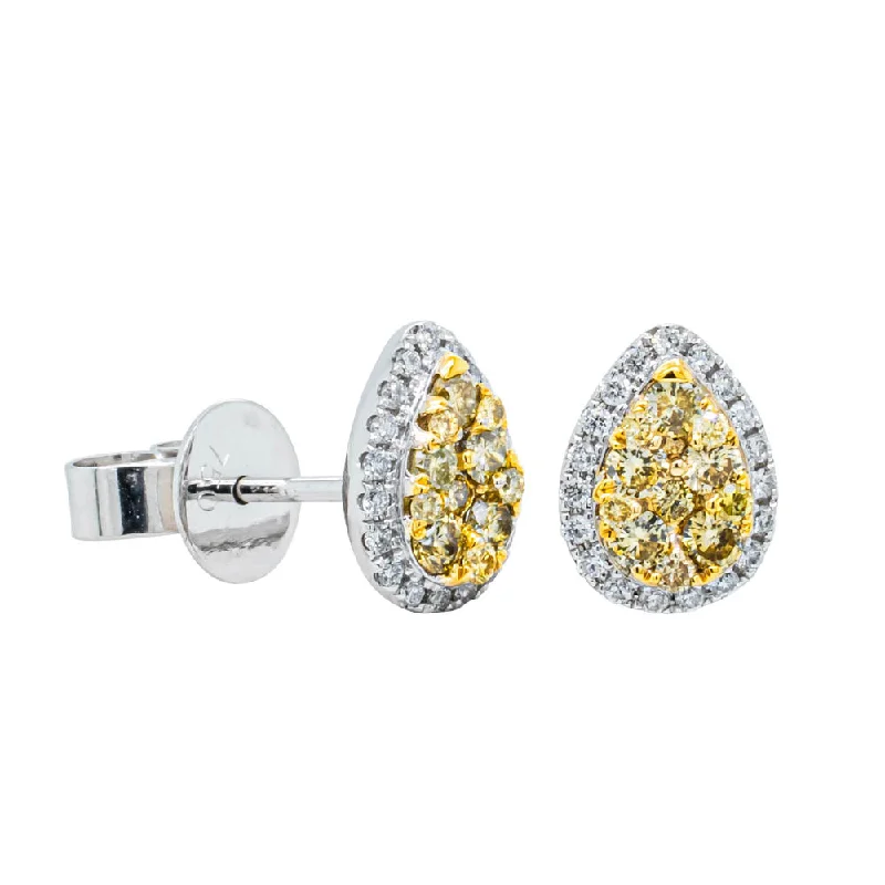 stylish earrings for women -18ct White Gold .57ct Yellow & White Diamond Earrings