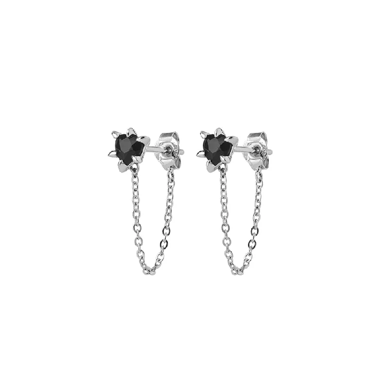 geometric earrings for women -Karen Walker Cupid's Heart & Chain Earrings- Sterling Silver