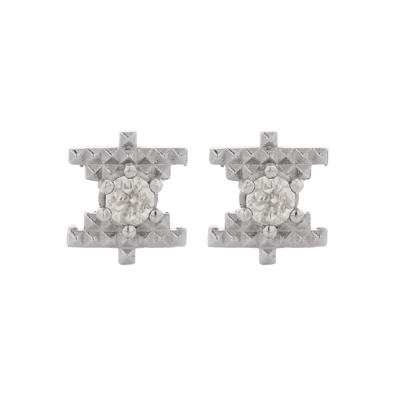 women’s bold earrings -Zoe & Morgan Inti Stud Earrings - Sterling Silver & Peach Zircon