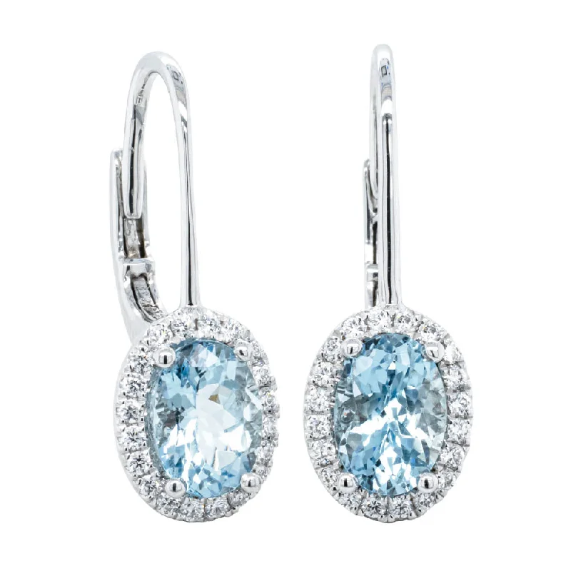 stylish large hoop earrings -18ct White Gold 1.61ct Aquamarine & Diamond Mini Sierra Earrings