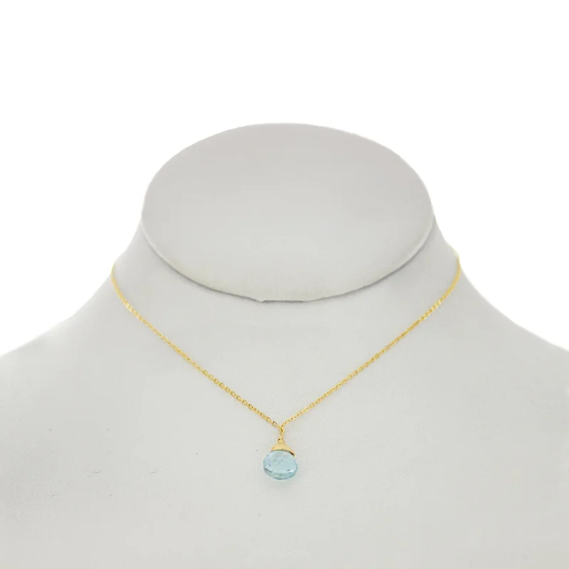 women’s engagement necklaces -Sage Rose Blue Topaz Single Drop Necklace