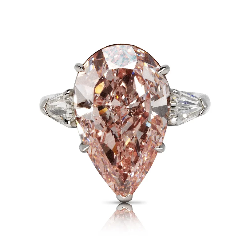 women’s promise rings -ROZA 10 CARAT PEAR SHAPE FANCY INTENSE PURPLISH PINK DIAMOND ENGAGEMENT RING PLATINUM & 18K ROSE GOLD GIA CERTIFIED 8 CT FIPP VVS2 BY MIKE NEKTA