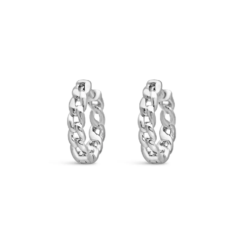 trendy stud earrings for women -GOURMET SHAPE HOOP SILVER EARRING