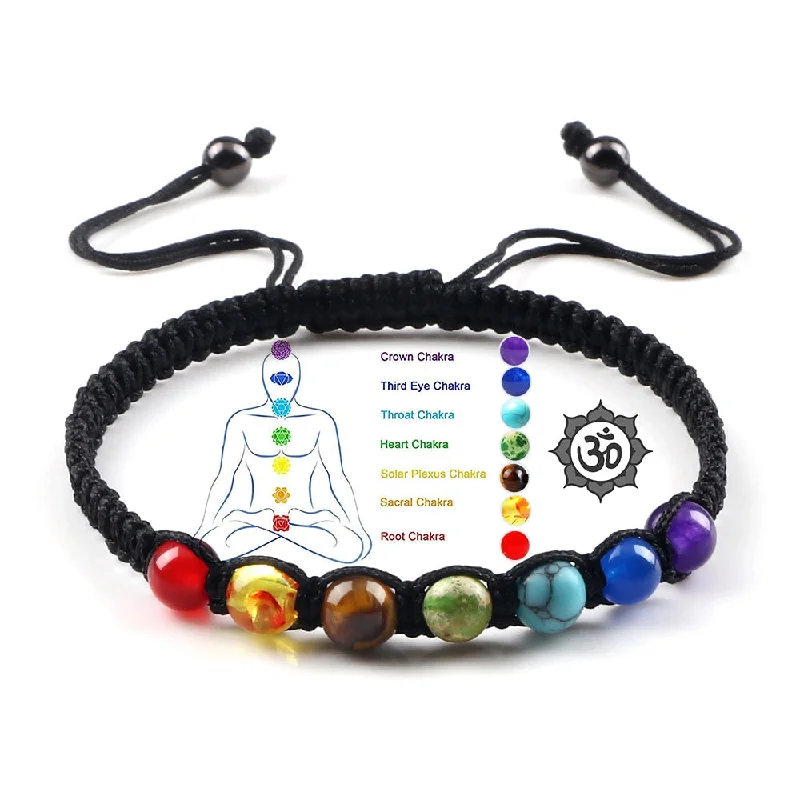 classic gold bangles for women -Handmade 7 Chakra Braided Bracelet