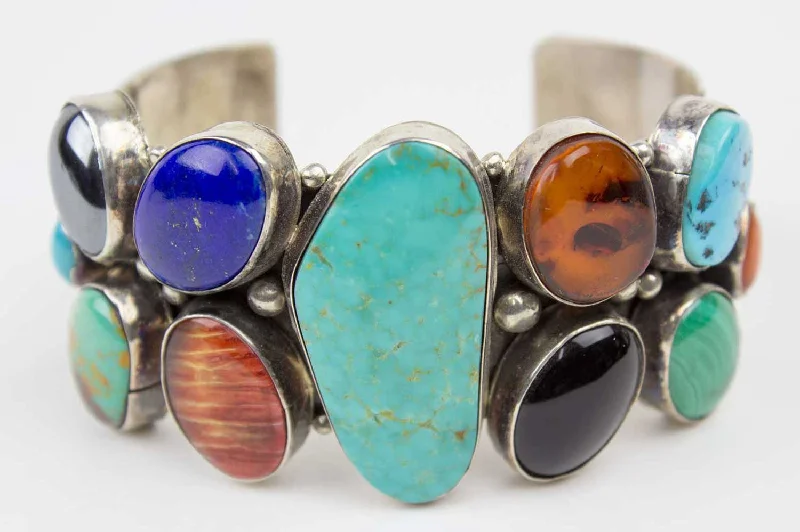 women’s charm bracelets -Vintage Navajo Multistone Nugget Cuff Bracelet