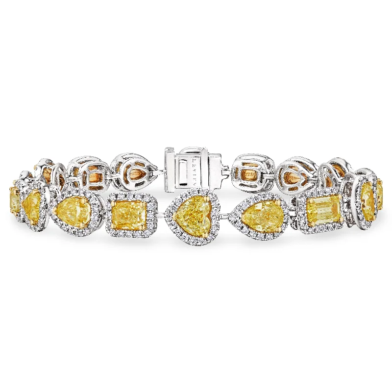 luxury bracelets for women -Multi-Shaped Fancy Yellow Diamond Bracelet, 14 CT