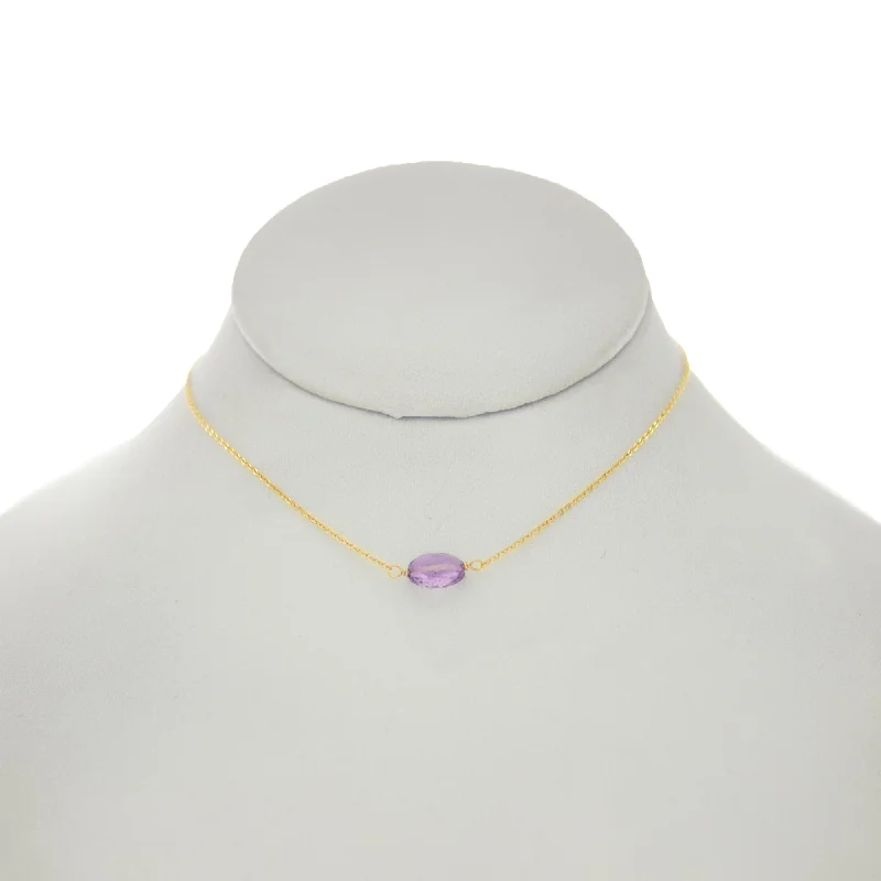 stunning statement necklaces for women -Ultraviolet - Oval Amethyst Necklace