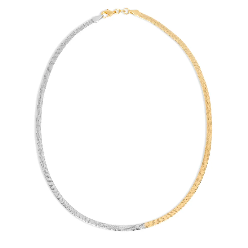 elegant gold necklaces for women -THE TWO TONE FLAT CHAIN NECKLACE