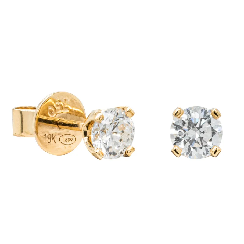 elegant gold earrings for women -18ct Yellow Gold .80ct Diamond Blossom Stud Earrings