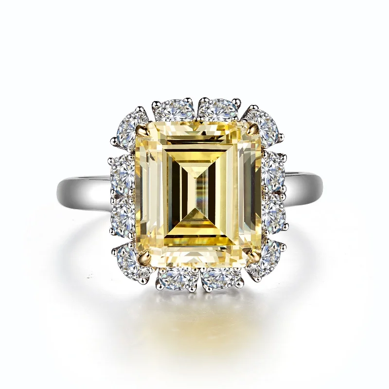 gold band rings for women -Lafonn Classic Emerald Canary Ring R0359CAT