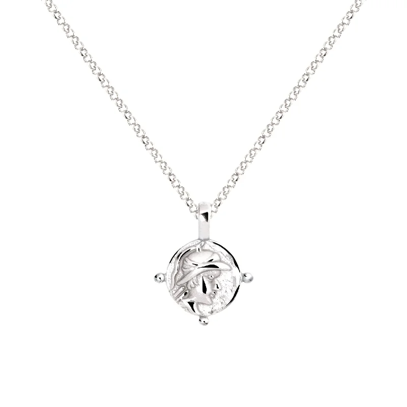 stylish modern necklaces for women -Roman Mini Medallion Silver Necklace