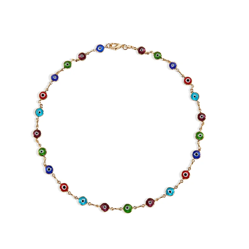 double chain necklaces for women -THE MULTI COLOR EVIL EYE LINK NECKLACE