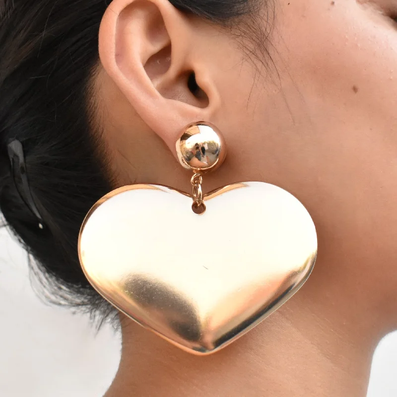 classic dangly earrings for women -TFC Heart Full Of Love Gold Plated Dangler Earrings