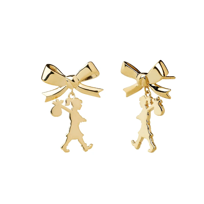 hoop earrings for evening wear -Karen Walker Girl With The Bow Earrings - 9ct Yellow Gold