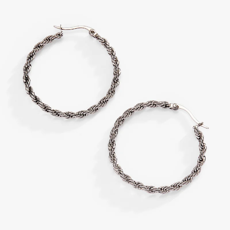 statement earrings for women -French Rope Chain Hoop Earrings