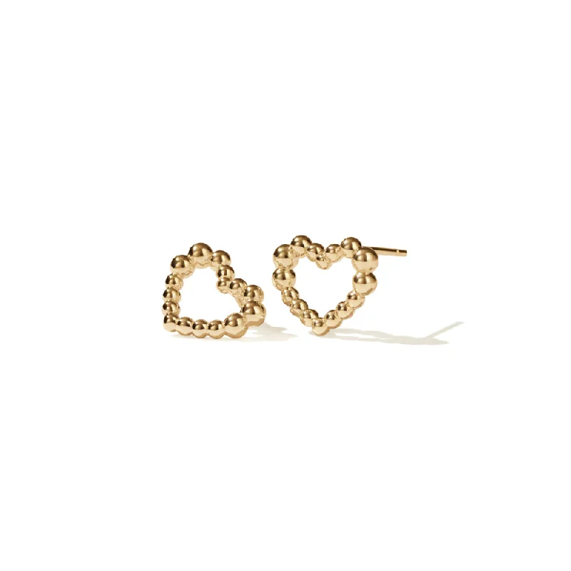 trendy ear climbers for women -Meadowlark Fizzy Heart Studs - Gold Plated