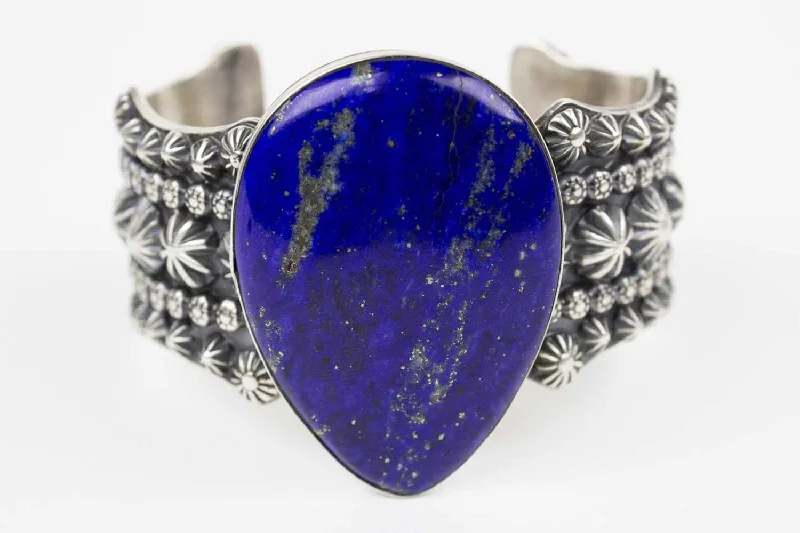 gemstone bangles for women -San Carlos Lapis Cuff Bracelet by Marc Antia