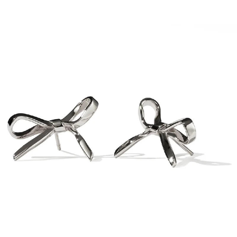 vintage earrings for women -Meadowlark Bow Earrings - Sterling Silver