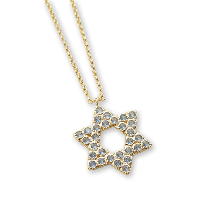 sapphire necklaces for women -THE MULTICOLOR BLUE STAR OF DAVID