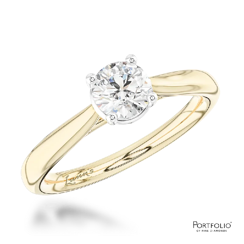 statement gemstone rings -Solitaire 0.50ct F VS2 Diamond Yellow Gold/Platinum Ring