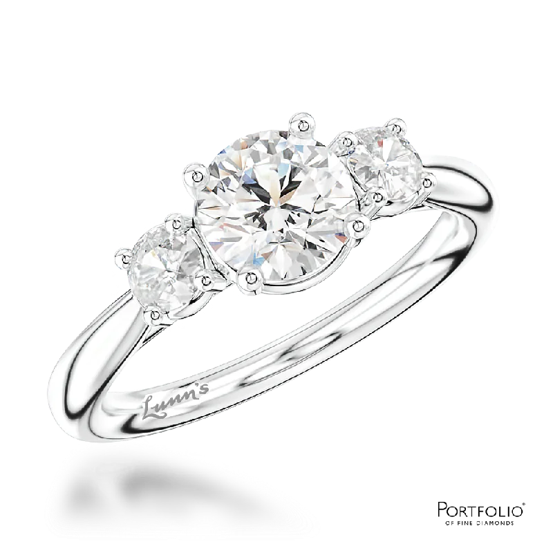 bridal engagement rings for women -Three Stone 0.70ct F SI1 Diamond Platinum Ring