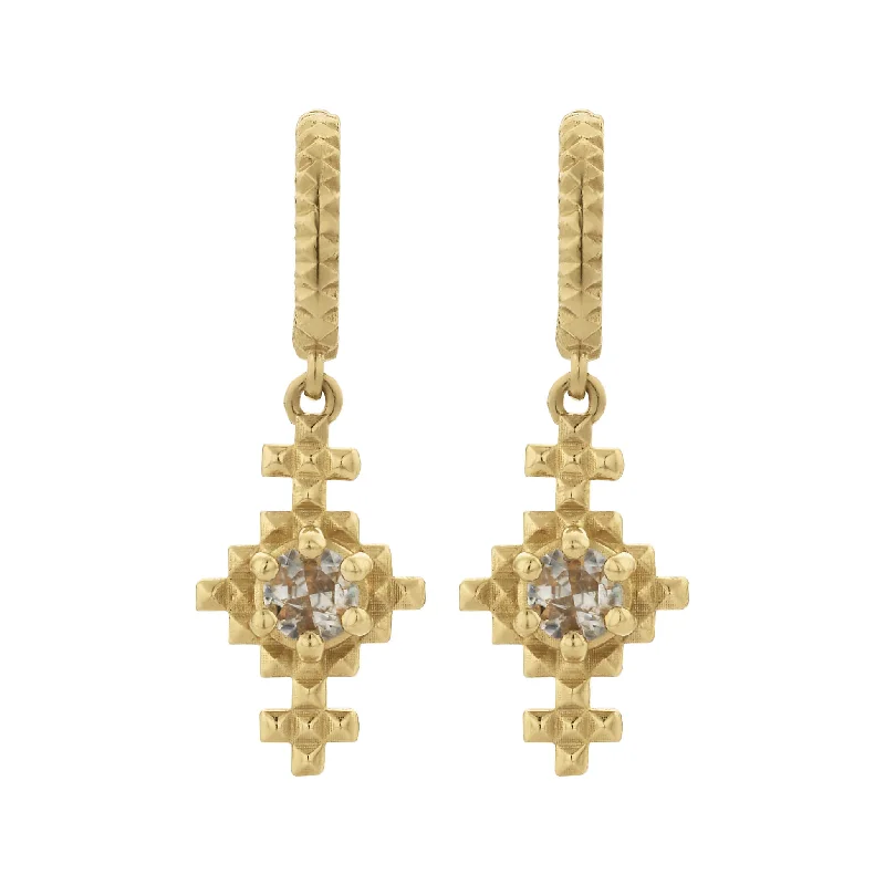 timeless earrings for women -Zoe & Morgan Indie Earrings - Gold Plated & Peach Zircon