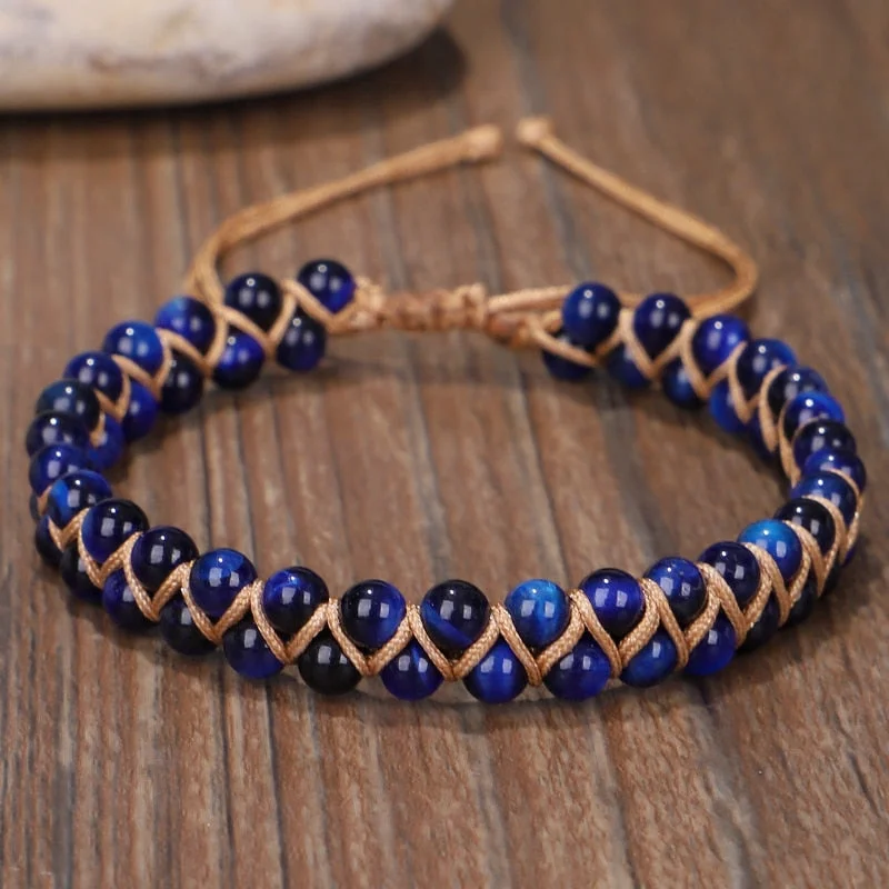 cuff bangles for women -Blue Tigers Eye Courage Bracelet