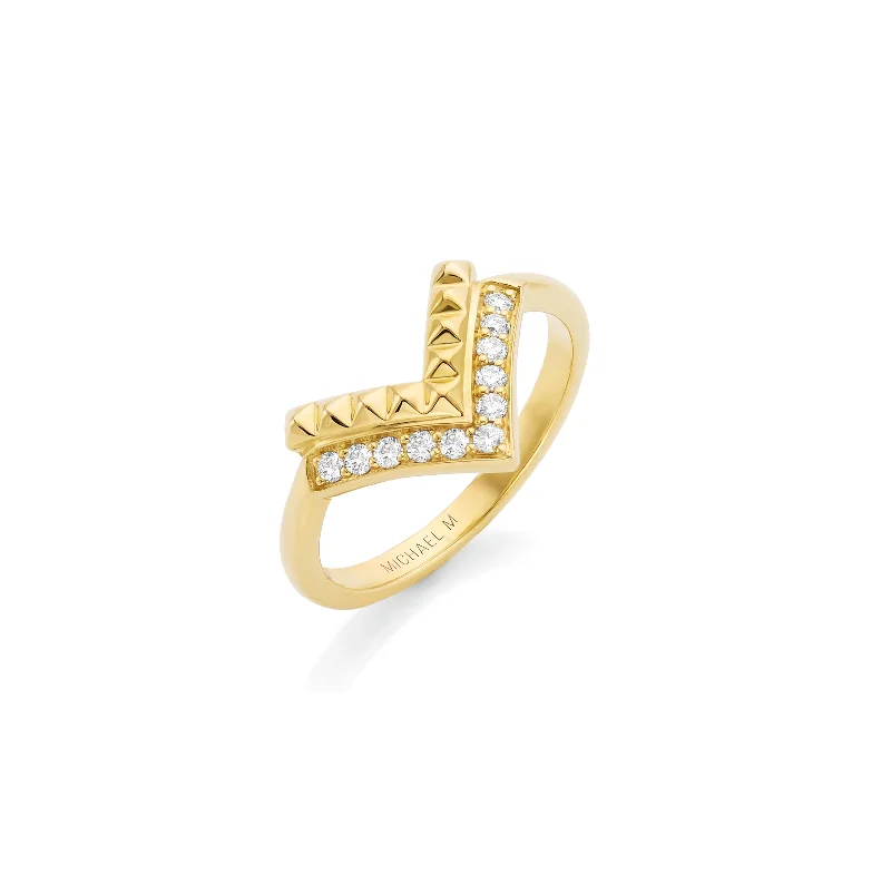 dainty rings for women -Tetra Chevon Ring F350 YG