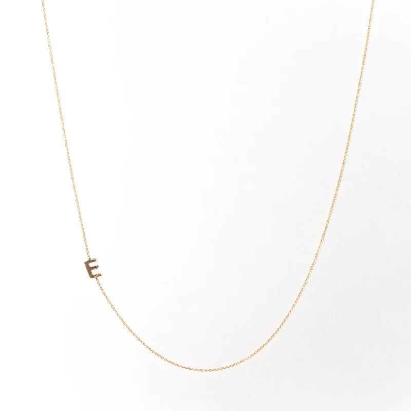 symbolic necklaces for women -Slanted Initial Necklace, Solid 18k Gold