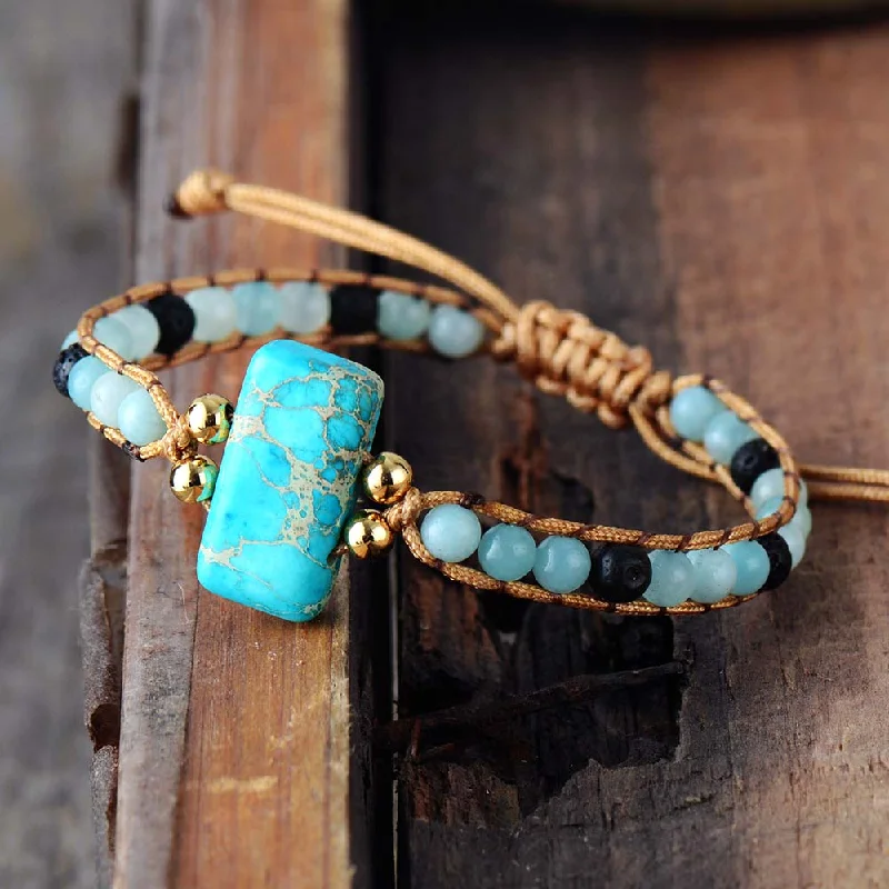 bangles with gemstones -Intention Amplifier Amazonite Bracelet