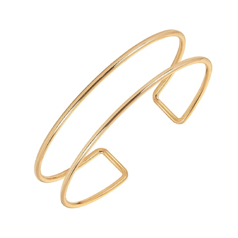 luxury gold necklaces for women -Dreamy Double Band Cuff Bangle