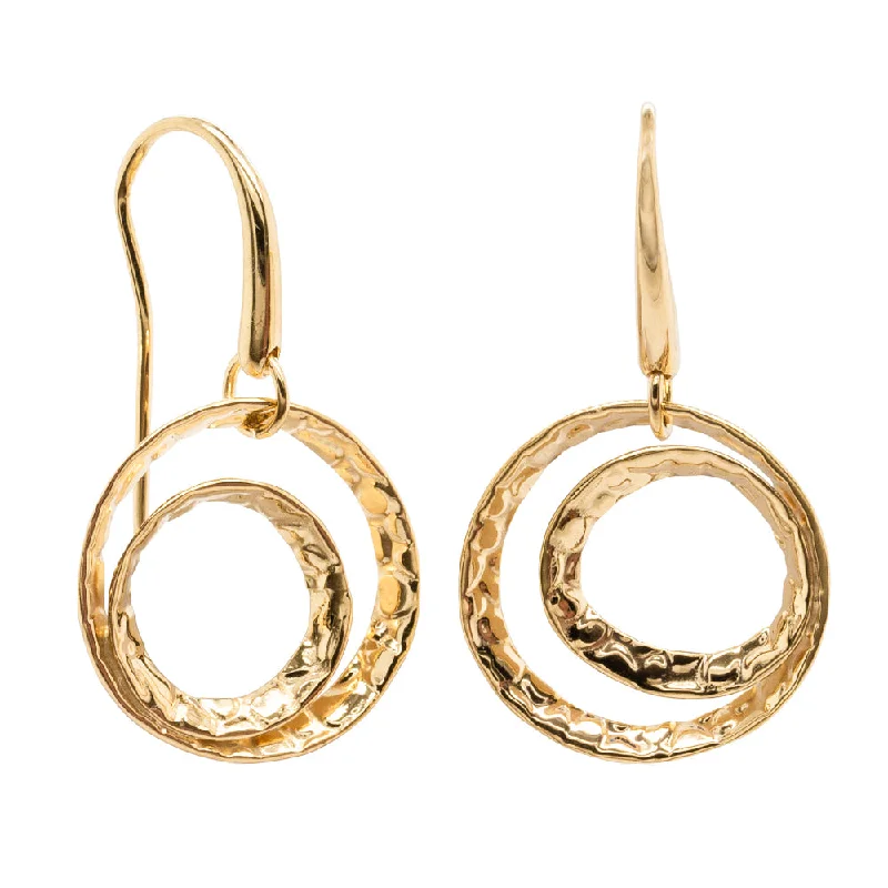 statement earrings with pearls -14ct Yellow Gold Textured Circle Hook Earrings