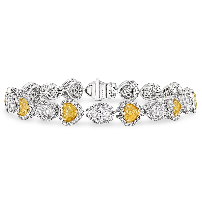 trendy bangles for women -Heart Shaped Fancy Yellow Diamond Bracelet, 5.5 CT