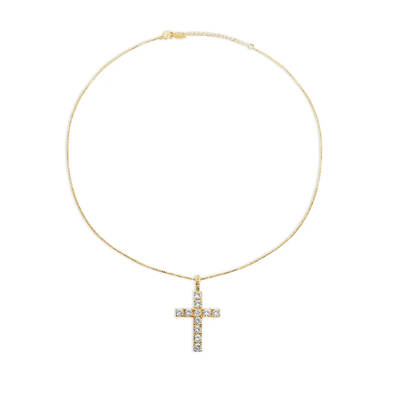 luxury necklaces for women -THE LARGE PAVE' CROSS NECKLACE