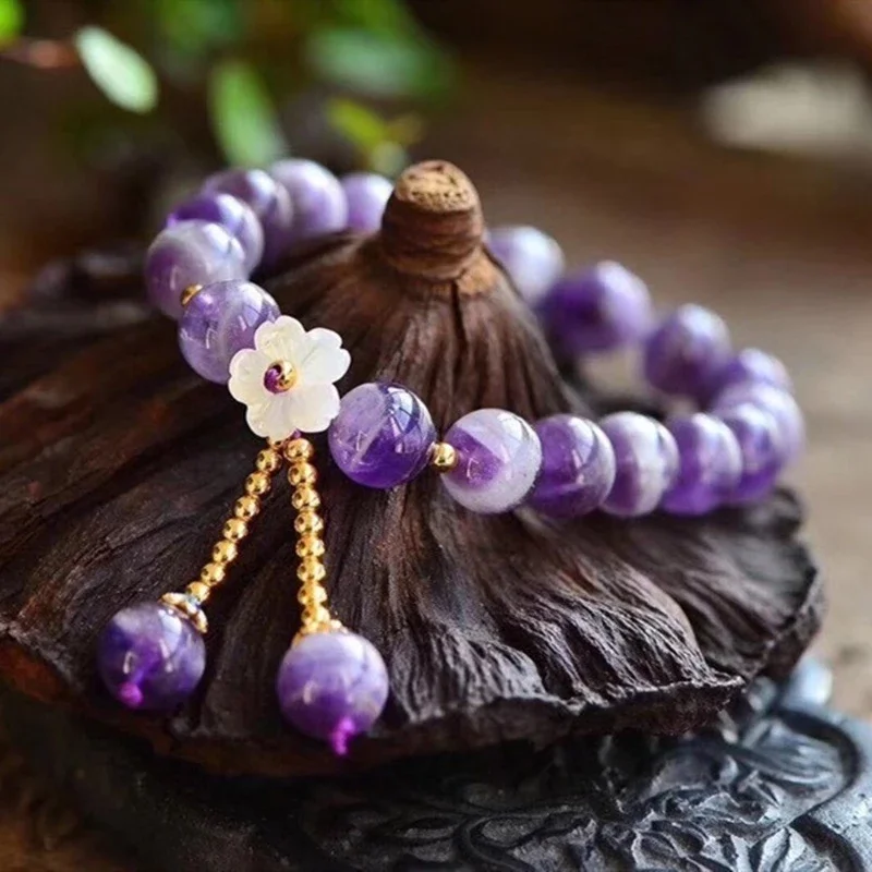 luxury charm bracelets for women -Flower of Tranquility Amethyst Bracelet