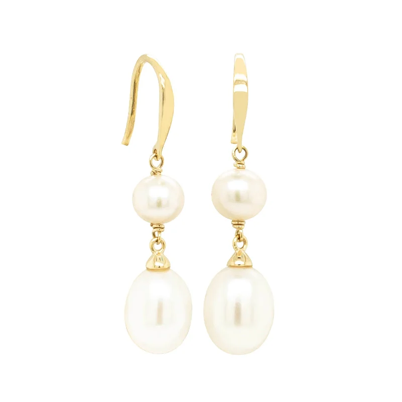 crystal drop earrings -9ct Yellow Gold Freshwater Pearl Rosie Earrings