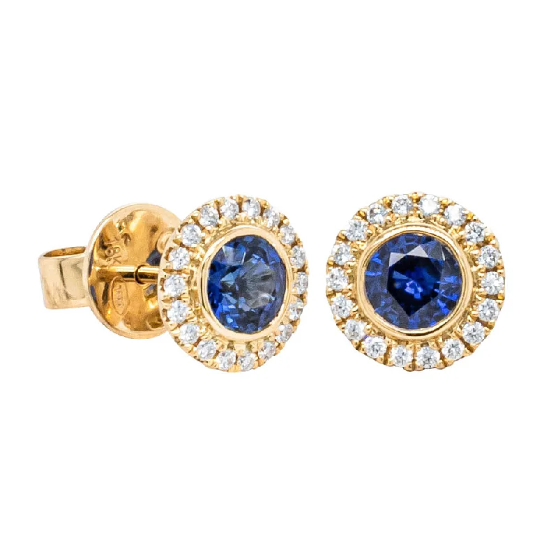 gold stud earrings for women -18ct Yellow Gold 1.10ct Sapphire & Diamond Isla Earrings