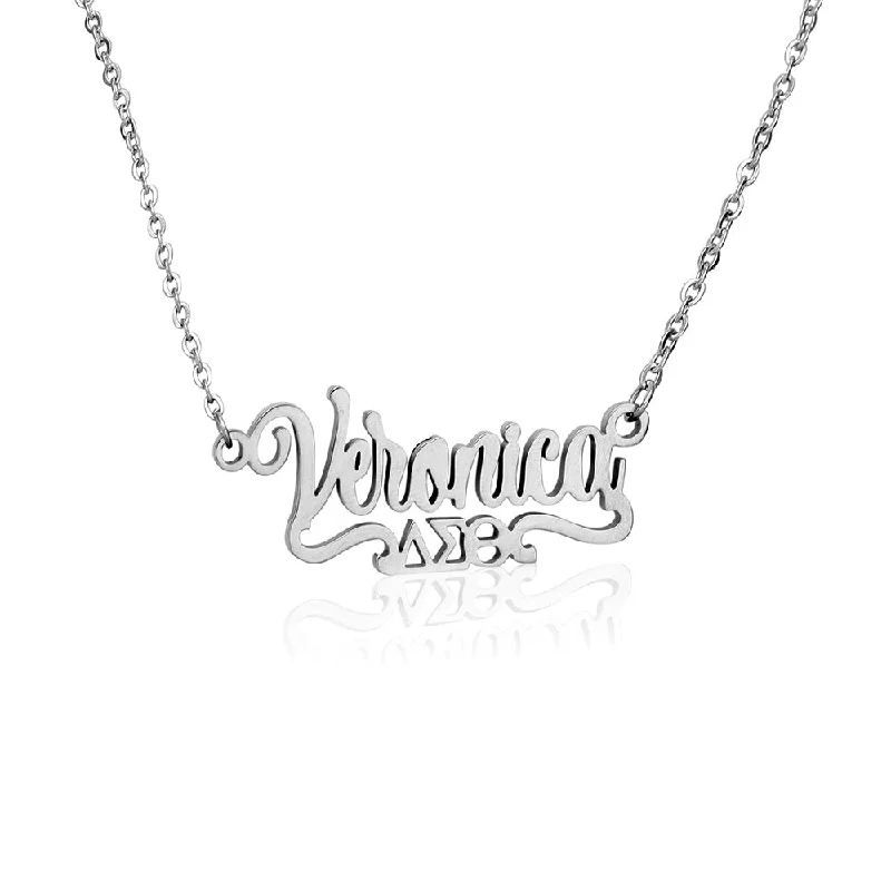 women’s sparkling necklaces -Personalized Name Necklace w/ ΔΣΘ Symbol