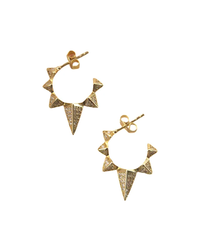 trendy dangling earrings -Puffy Spike Stud Earrings