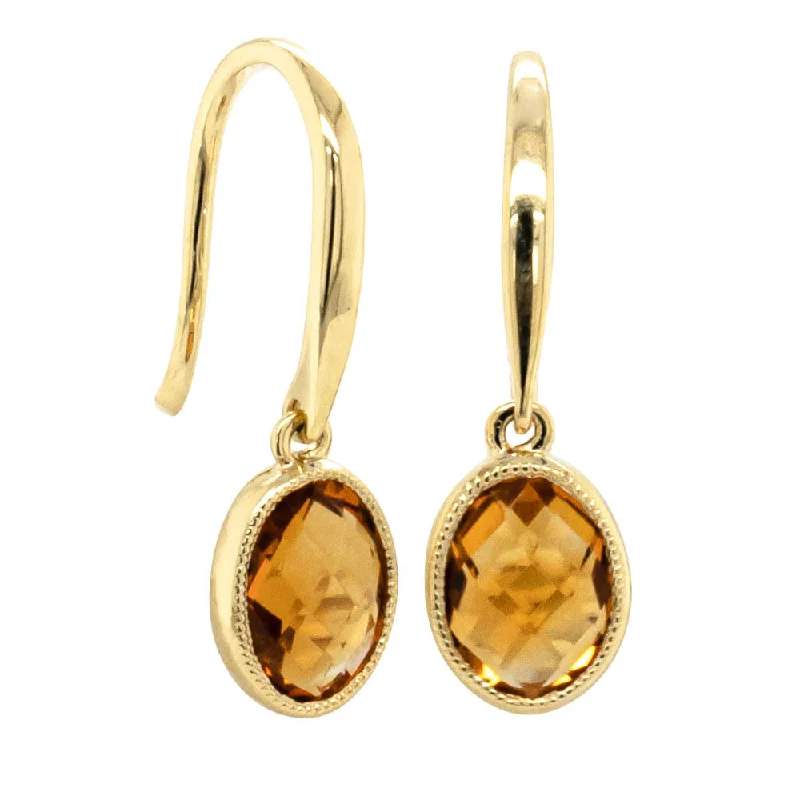 gold hoop earrings for women -9ct Yellow Gold Citrine Elderflower Earrings