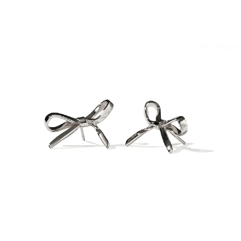 silver stud earrings for women -Meadowlark Bow Earrings Medium - Sterling Silver